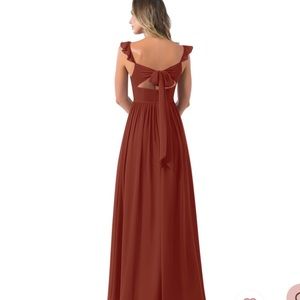 Azazie A4 unaltered terracotta Metz dress